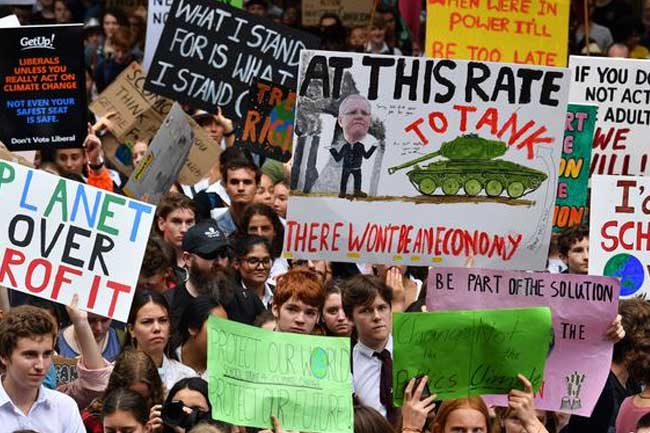 Young people around the world protest against climate change